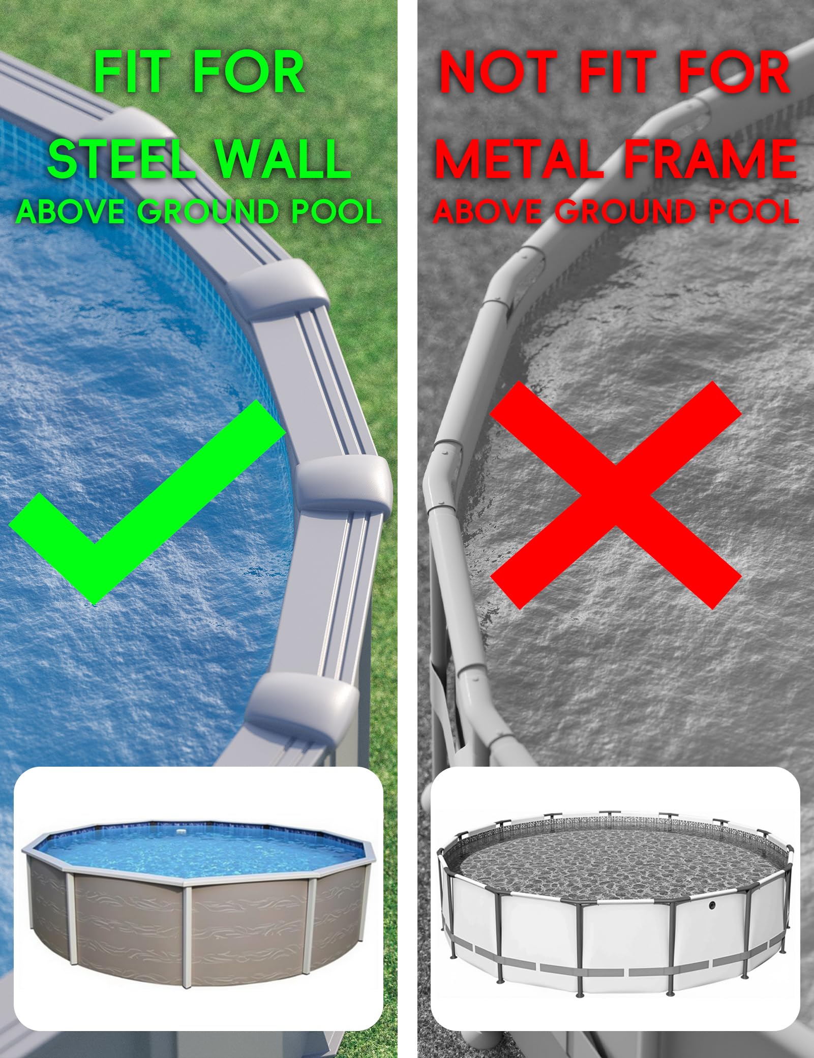 POOLHACKER Solar Pool Lights Only for Steel Wall Above Ground Pool