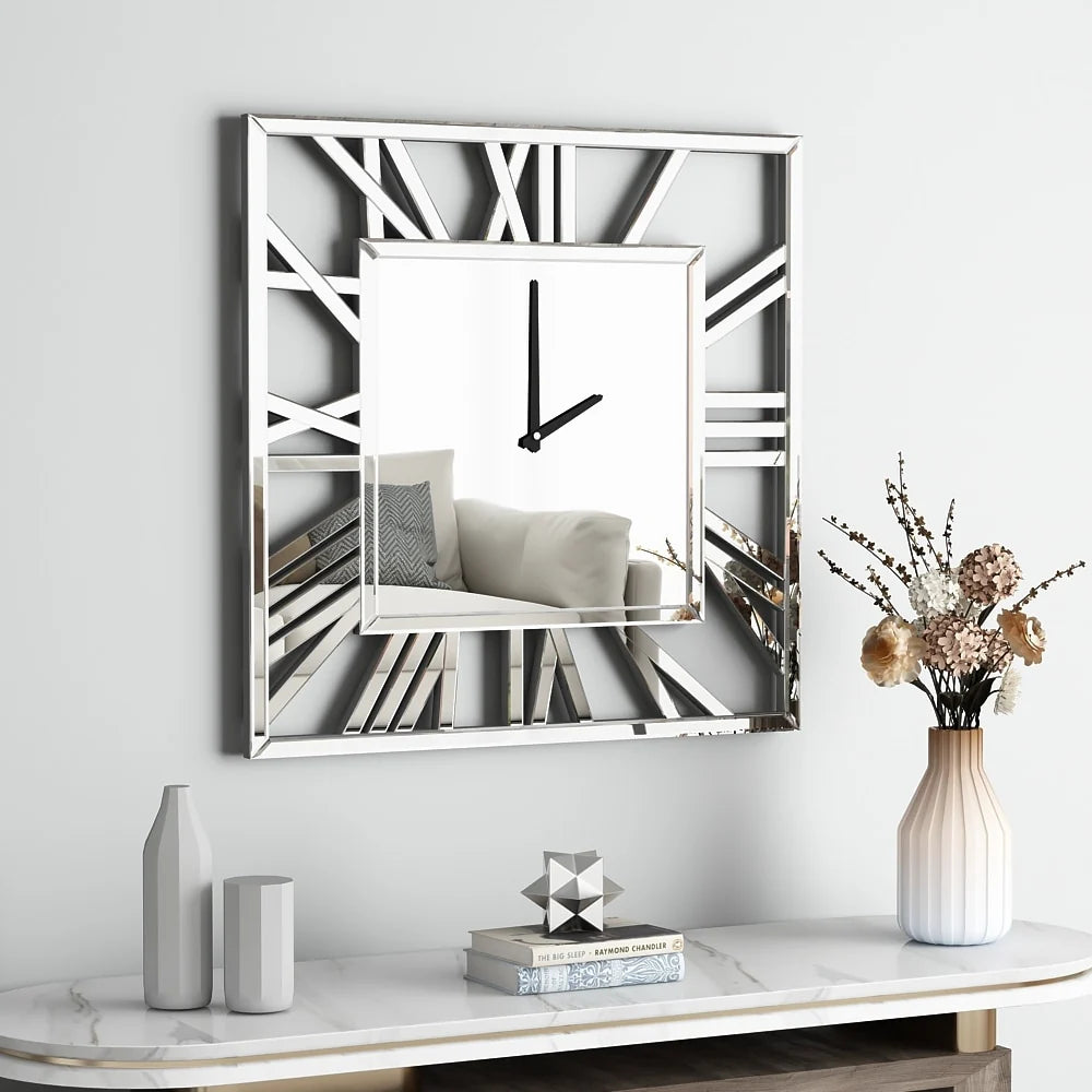 Large Wall Clocks Modern Mirrored Clock