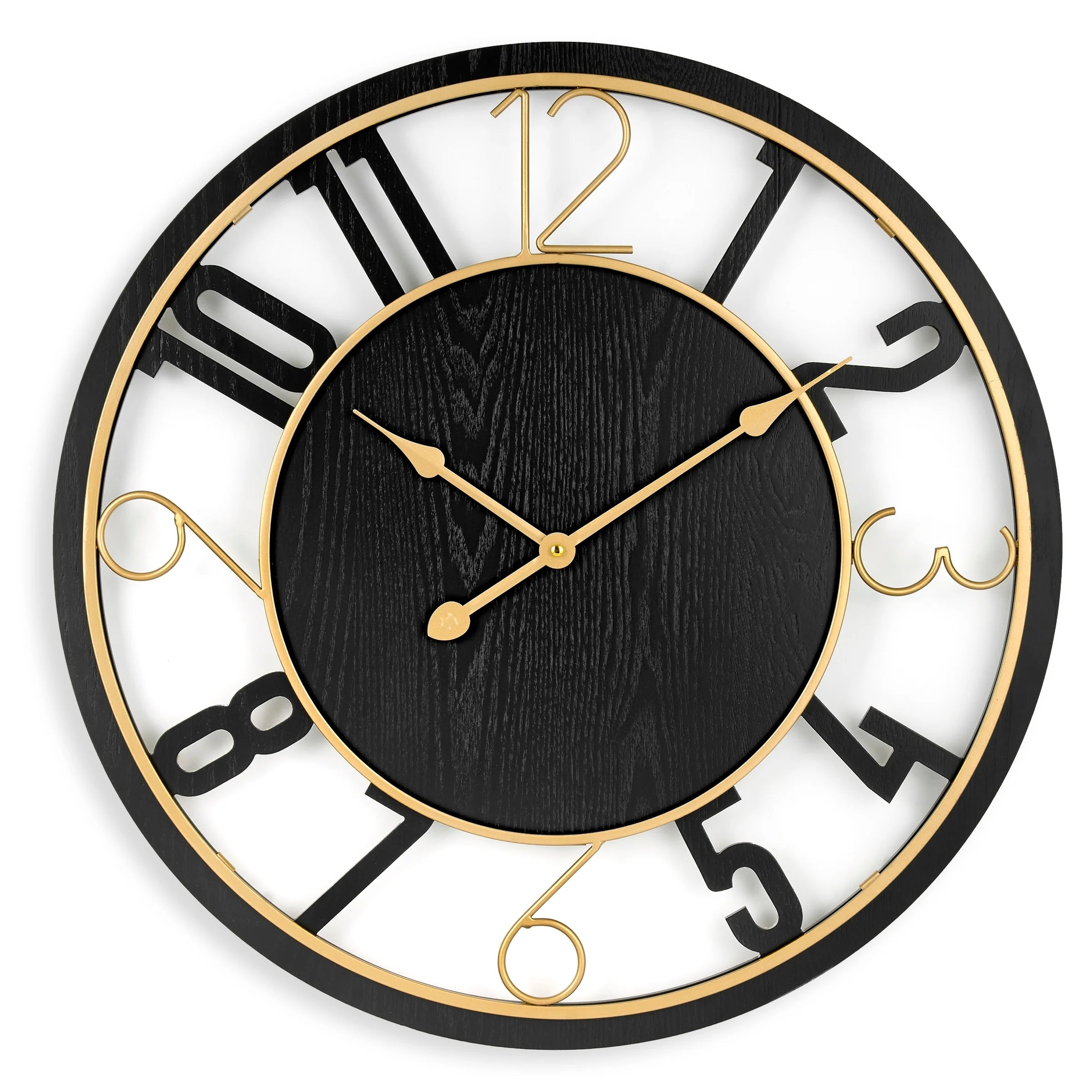 Sorbus Large 24 Decorative Round Wooden Analog Modern Wall Clock Battery Operated With Numeral Style Design