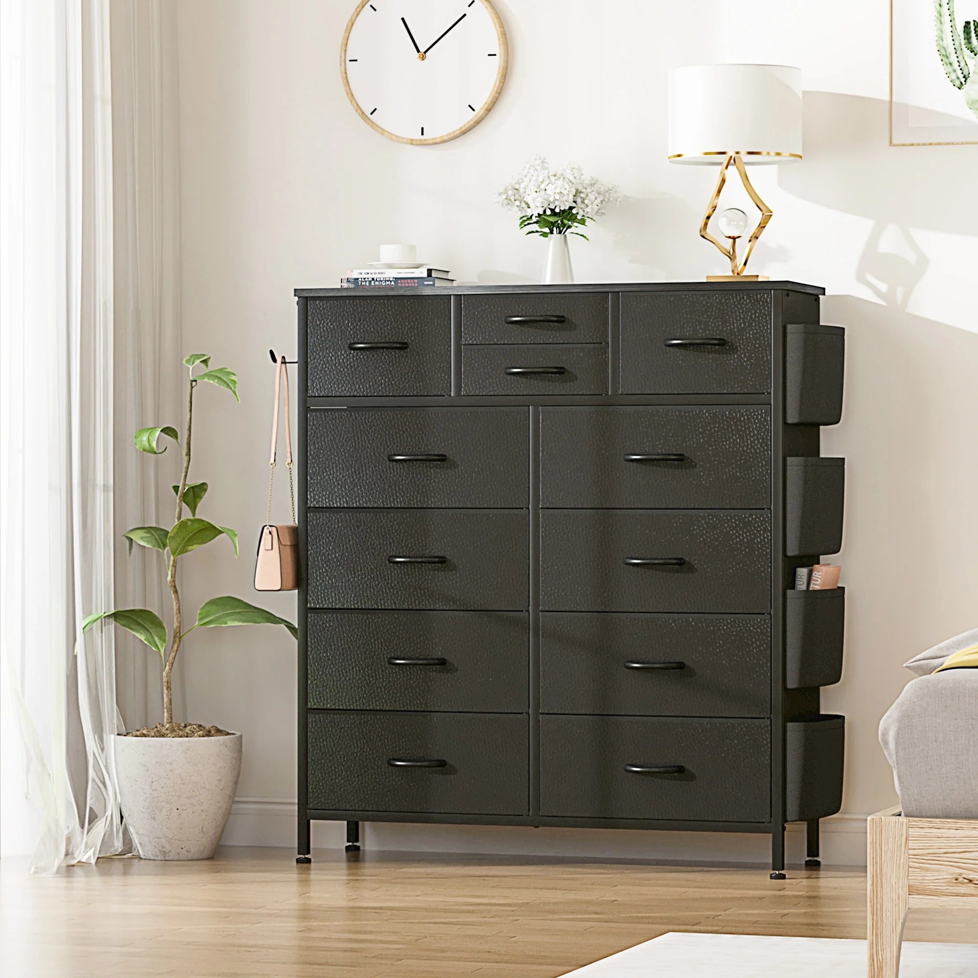 12 Drawer Dresser Fabric Tall Dressers for Bedroom Chest of Drawers