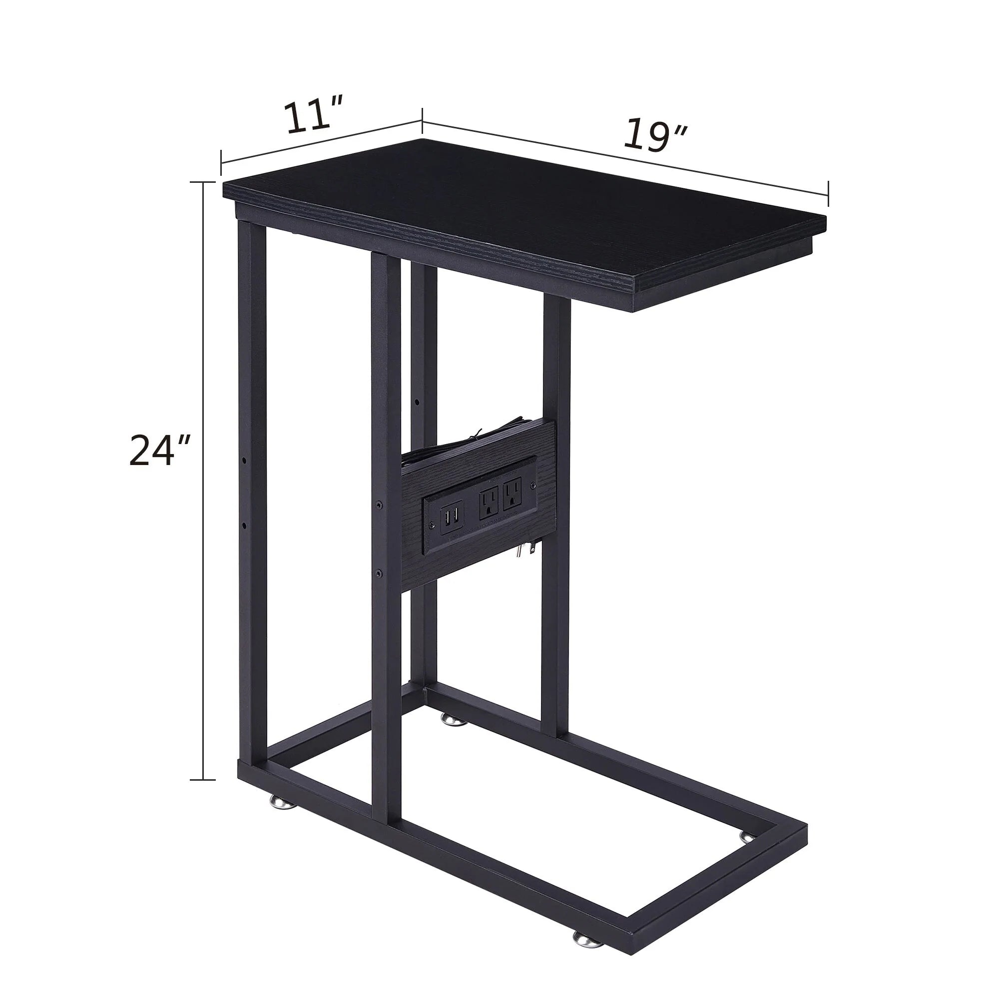Javlergo Set of 2 C-Shaped Sofa Side Table, Small End Table for Living Room, Narrow Bedside/TV Tray Table
