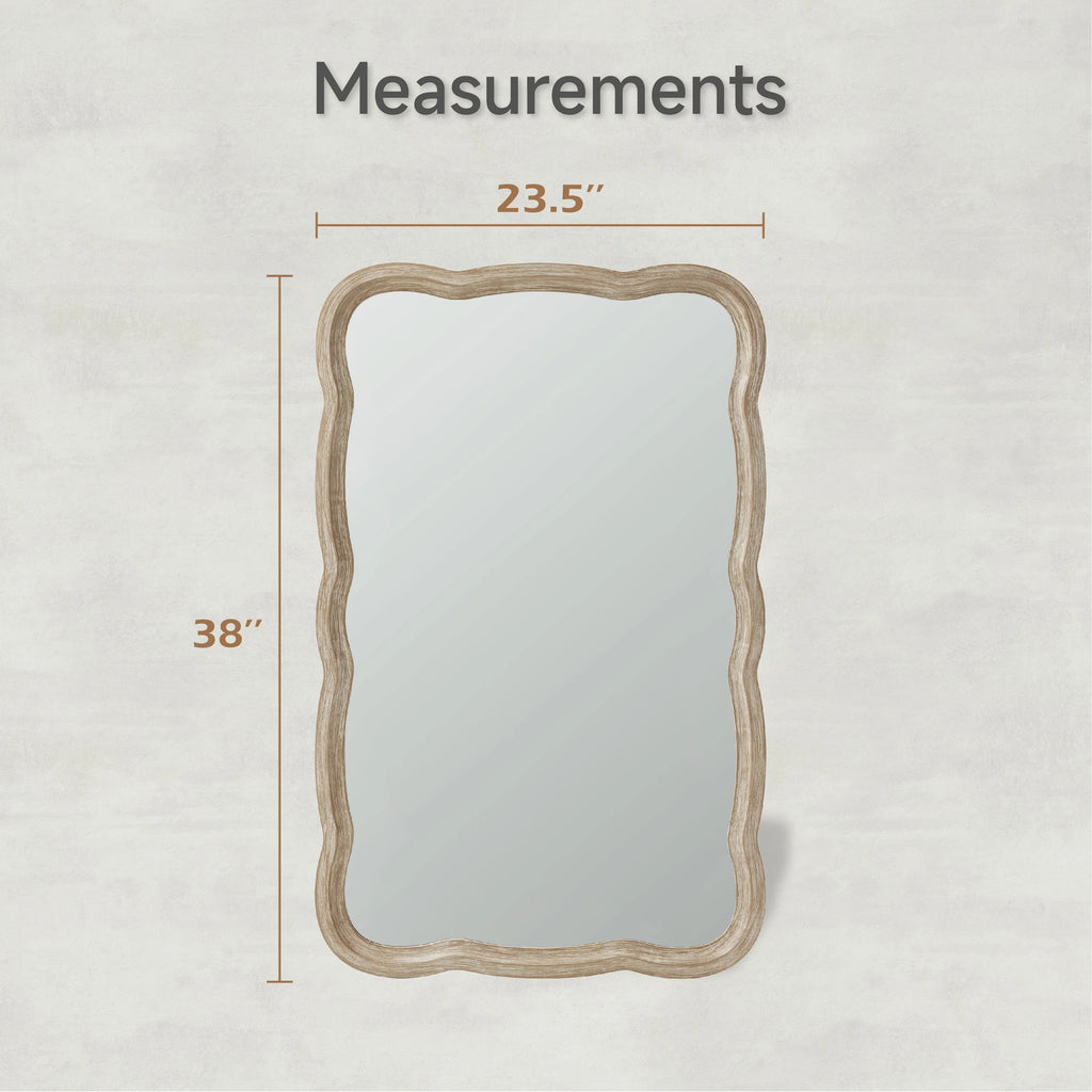 COZAYH Curved Scallop Wood Frame Accent Mirror