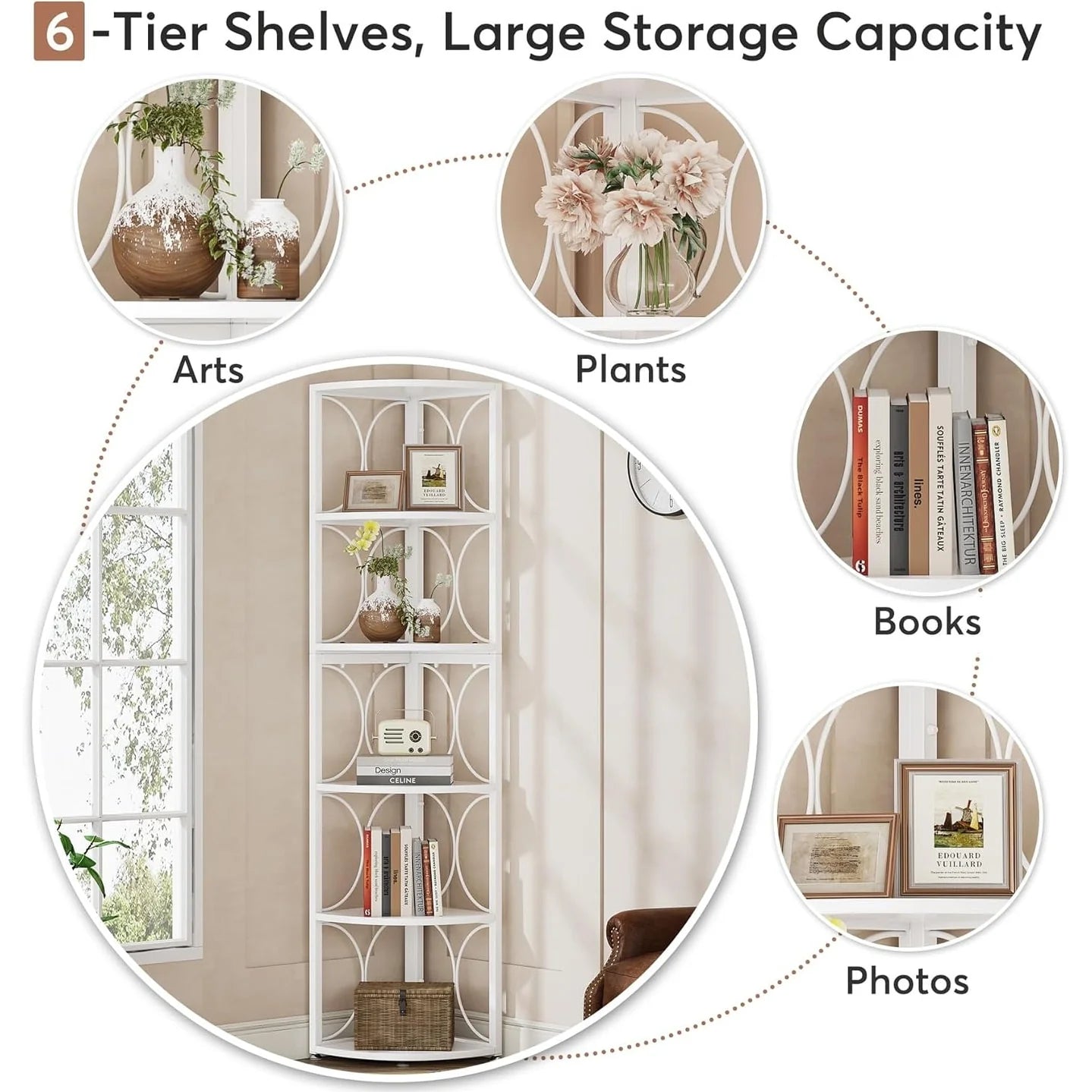 67 Tall Corner Shelf, Corner Bookshelf Bookcase Standing Shelving Unit