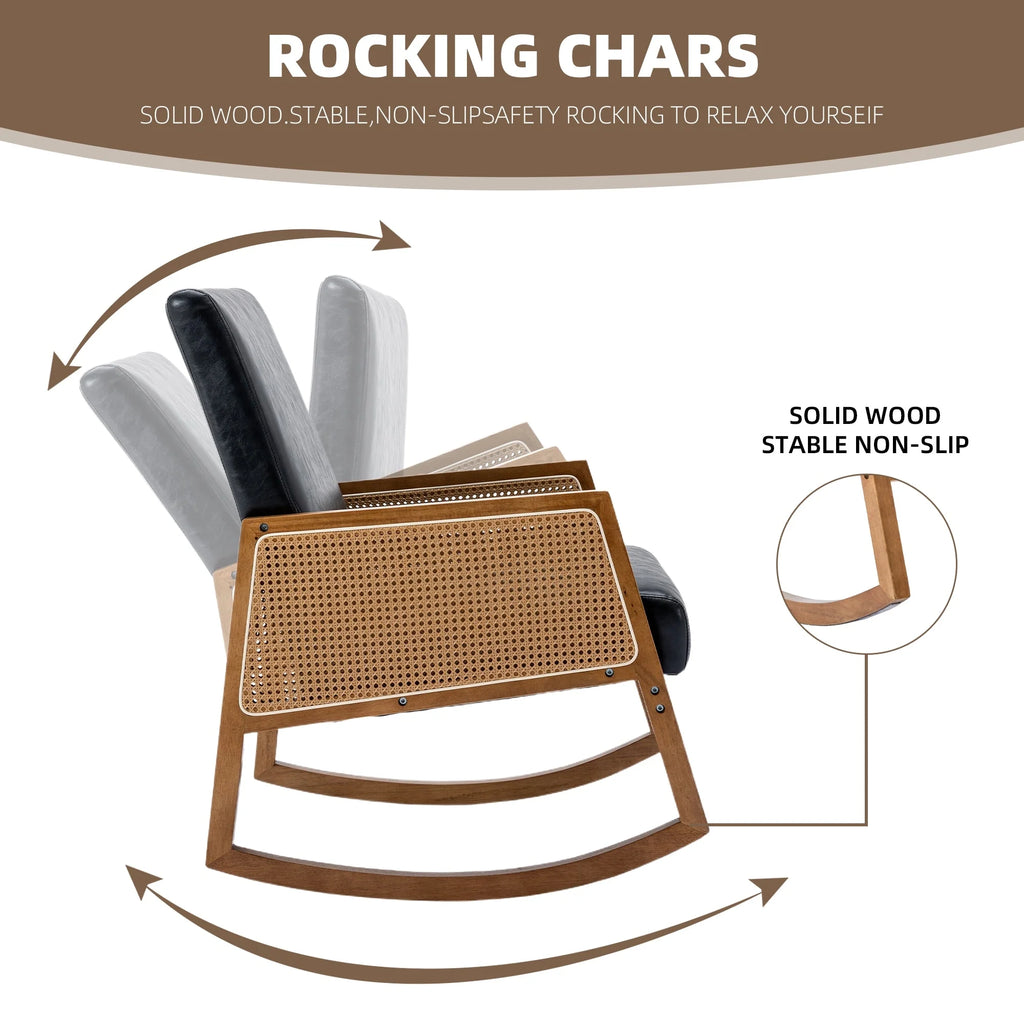 Living room Comfortable rocking chair living room chair Armchair Upholstered Tall Back Accent Glider Rocker