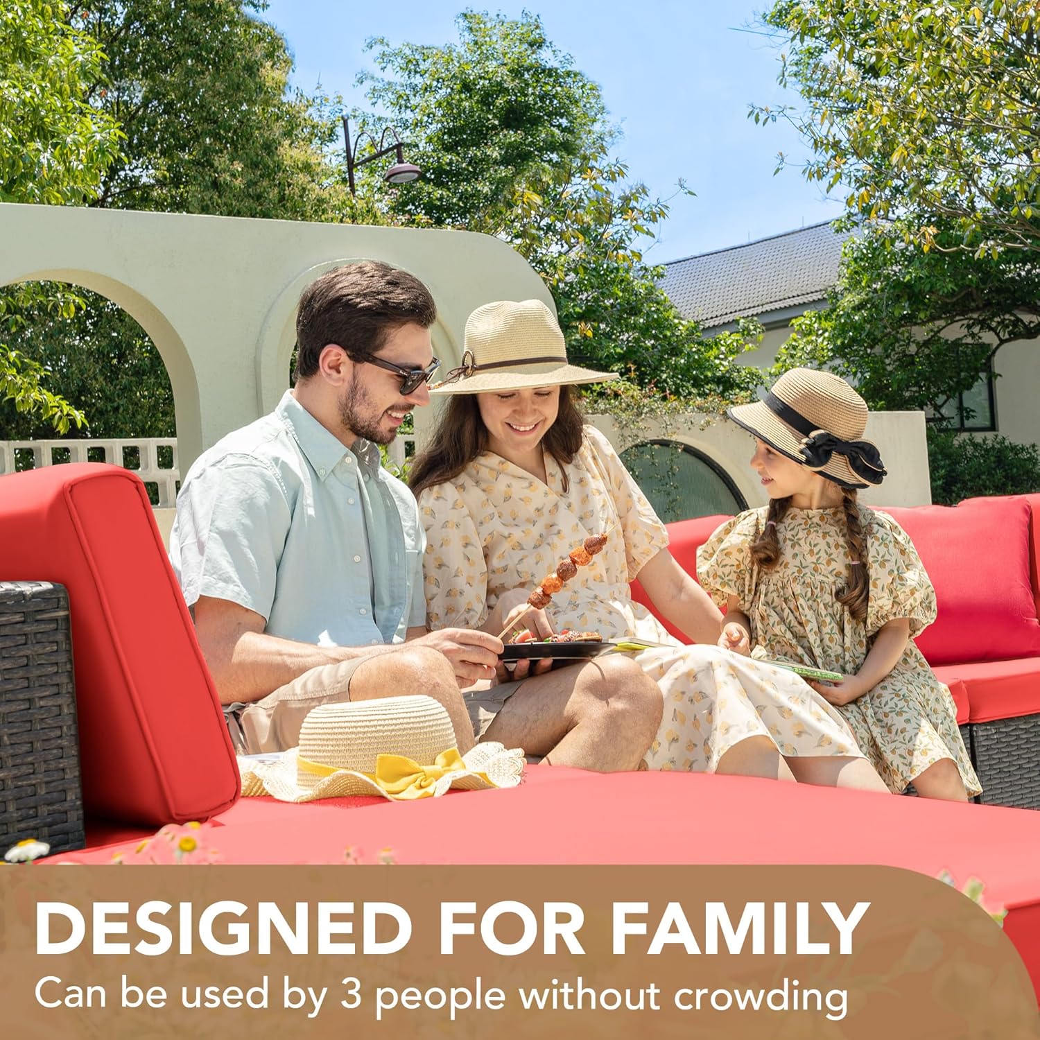 DEVOKO 5 Pieces All-Weather Patio Furniture Set with Cushions