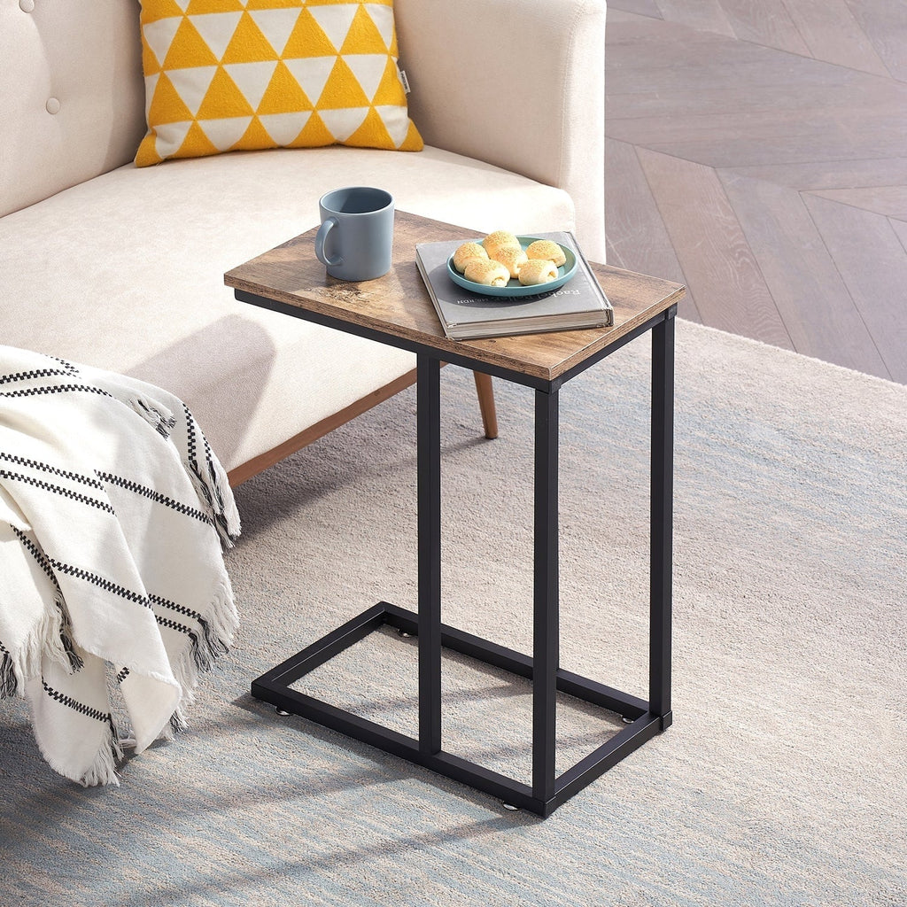 Javlergo Set of 2 C-Shaped Sofa Side Table, Small End Table for Living Room, Narrow Bedside/TV Tray Table