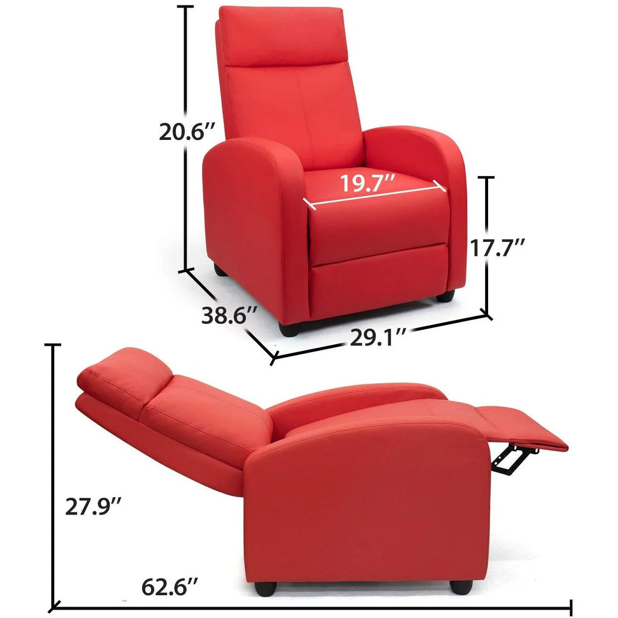 Homall Recliner Chair PU Leather Single Living Room Sofa Recliner